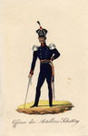 32477 Afbeelding van het uniform van een officier van de Artillerie van de Stedelijke Schutterij van Utrecht.